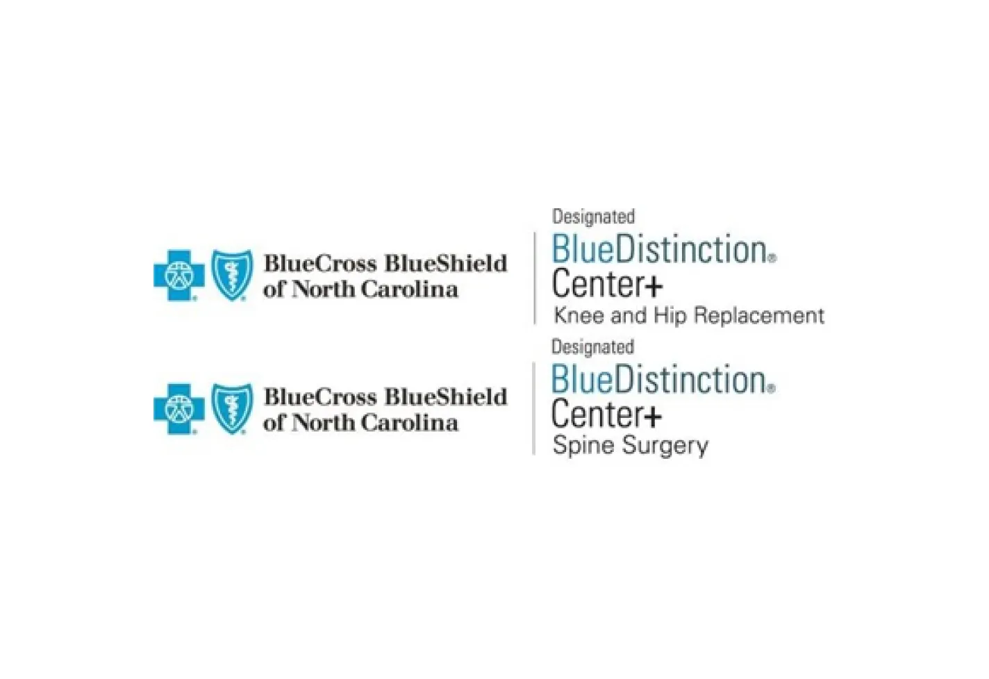 BlueCross BlueShield designated blue distinction plus center - knee/hip replacement, spine surgery