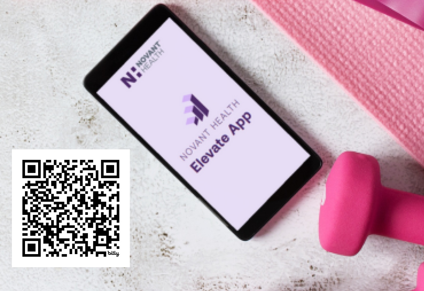 Scan to get started with the Novant Health Elevate app.