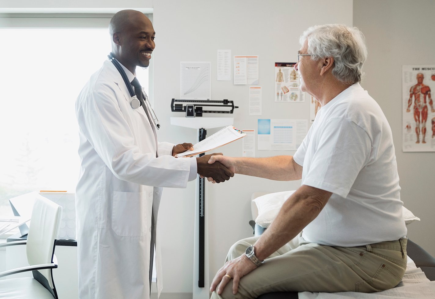 Physician greeting a new patient