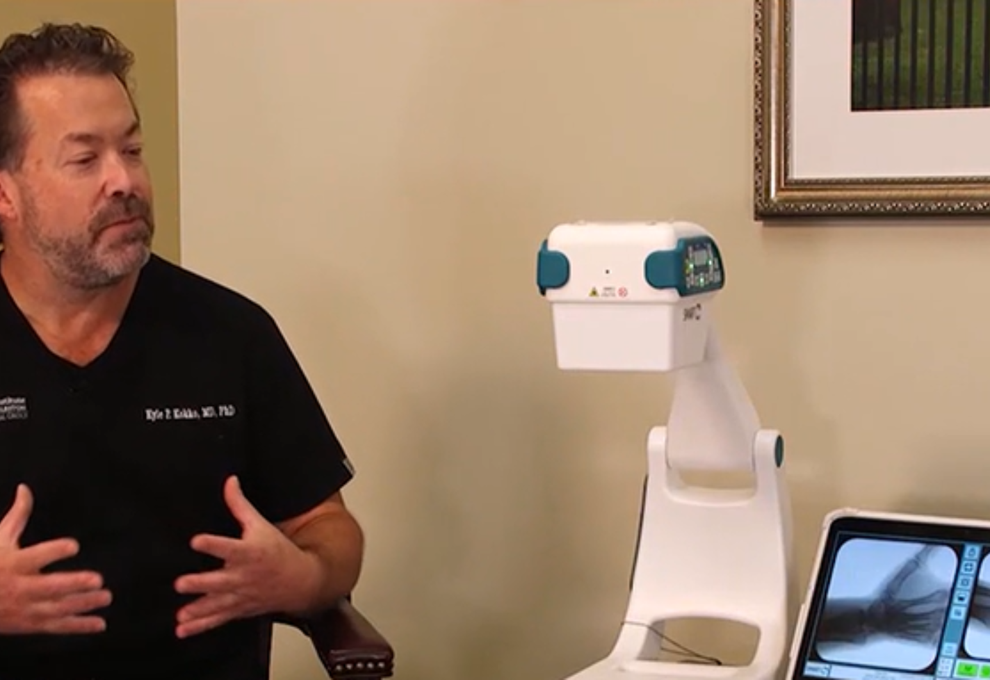VIDEO STILL: Dr. Kyle Kokko of Novant Health Orthopedics discusses technology advances in hand and wrist surgery.