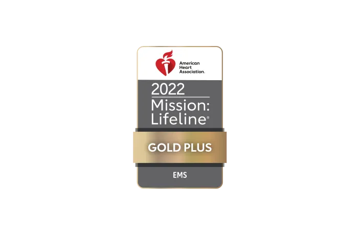 American Heart Association 2022 Mission Lifeline Gold Plus EMS Award Badge