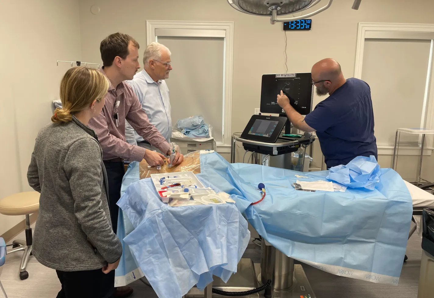 Wilmington, NC internal medicine residents learning with faculty in the simulation lab