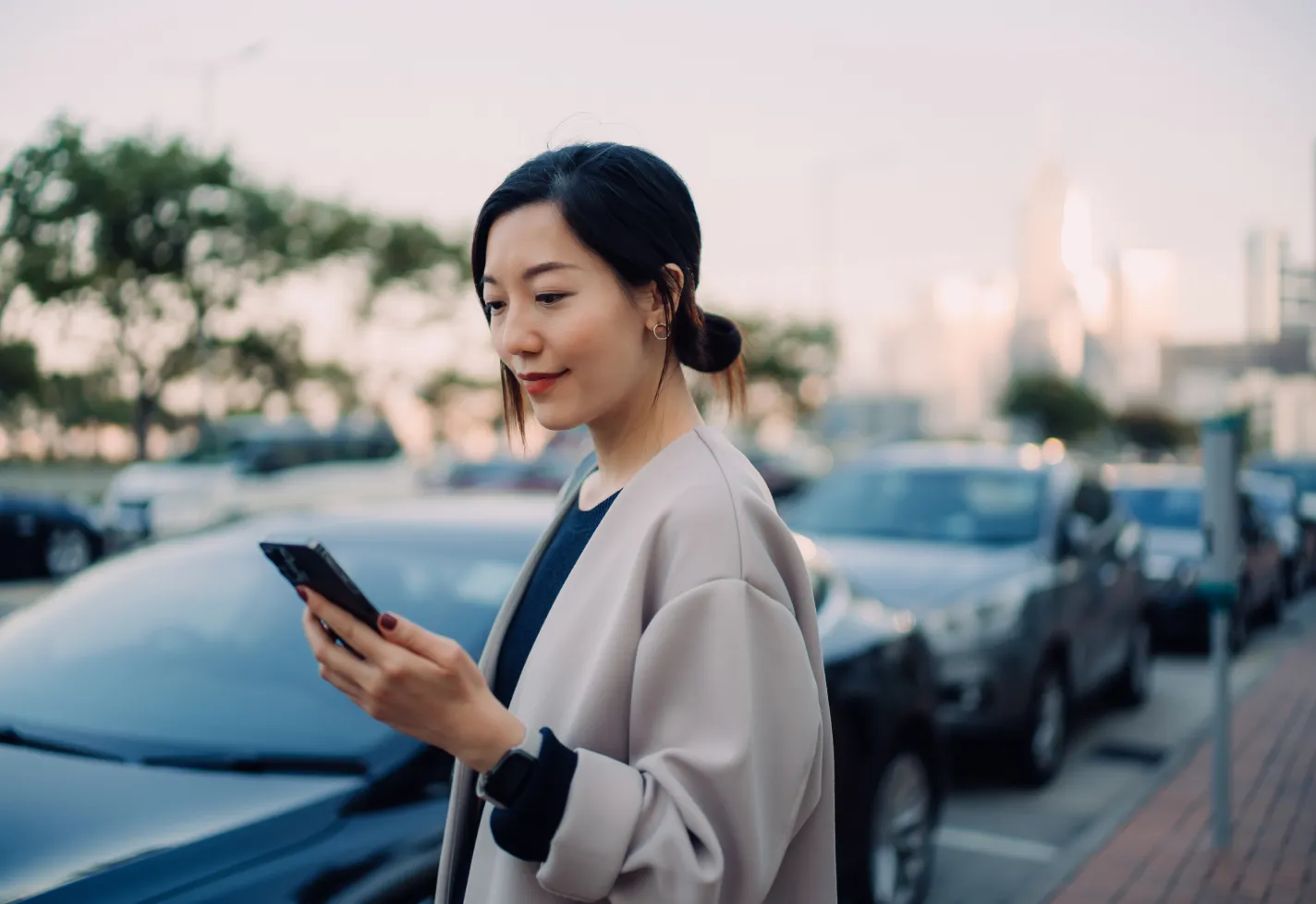 Woman accessing MyChart on her mobile device