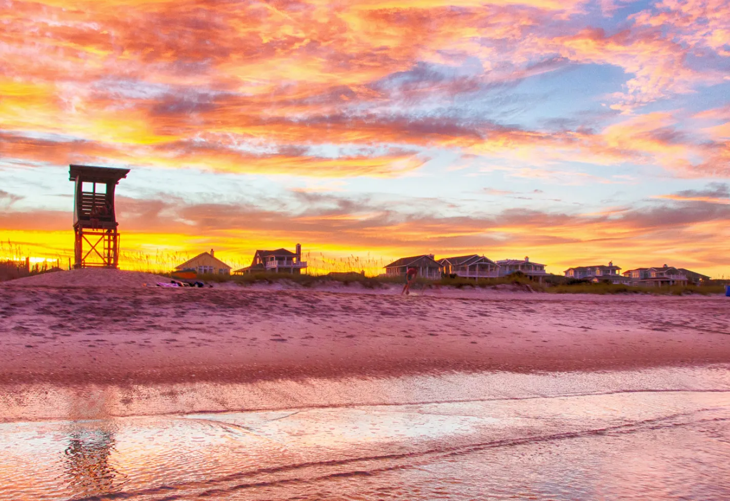 The landscape of Wilmington Beach at dusk. 